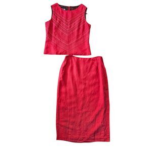 Donna Morgan Linen Blend 2 Piece Skirt Set Lagenlook Boho 16 NWT